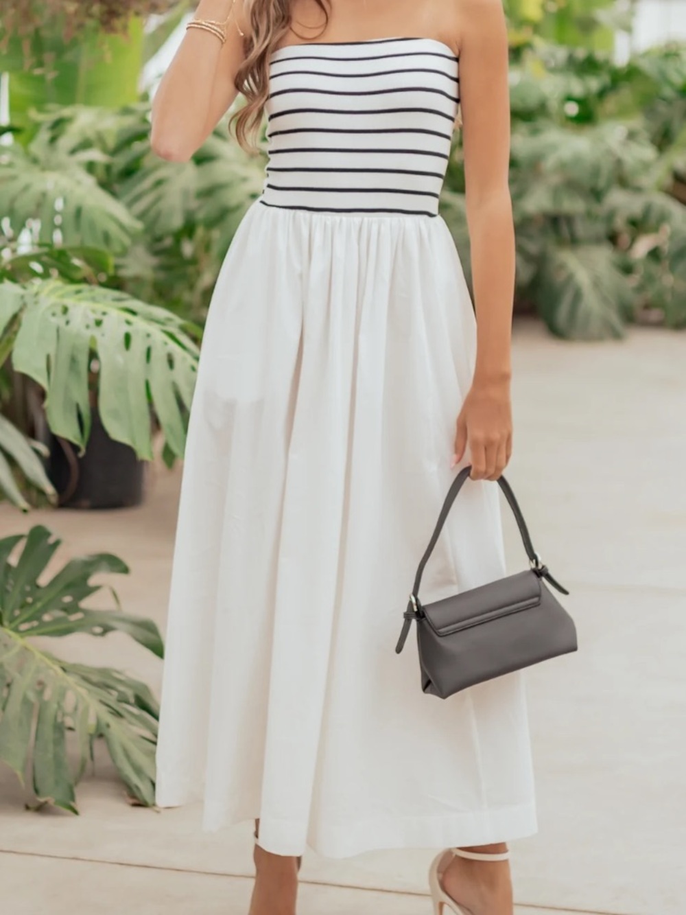 Striped Tube Top White Maxi Dress SMALL new